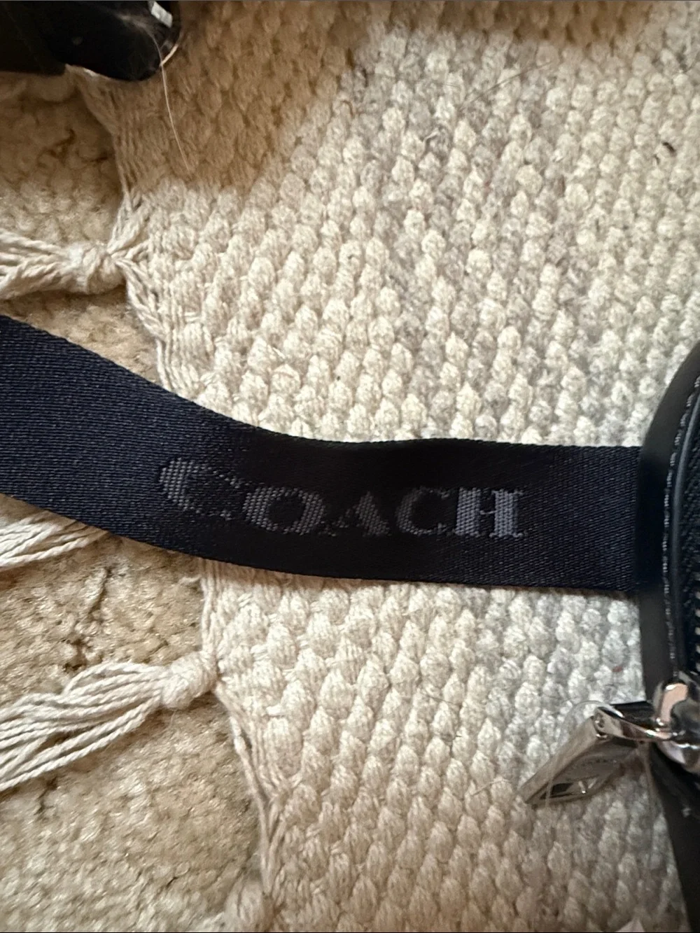 Coach Black Leather Logo Belt Bag with Silver Hardware